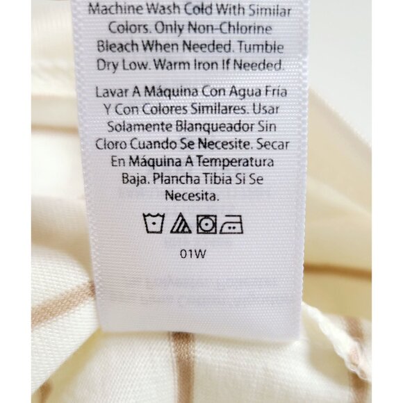 Time and Tru womens Striped XXXL T-Shirt With Pocket Cotton Blend Beige & White - Picture 5 of 7